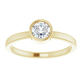 14K Yellow 5 mm Natural White Sapphire Ring